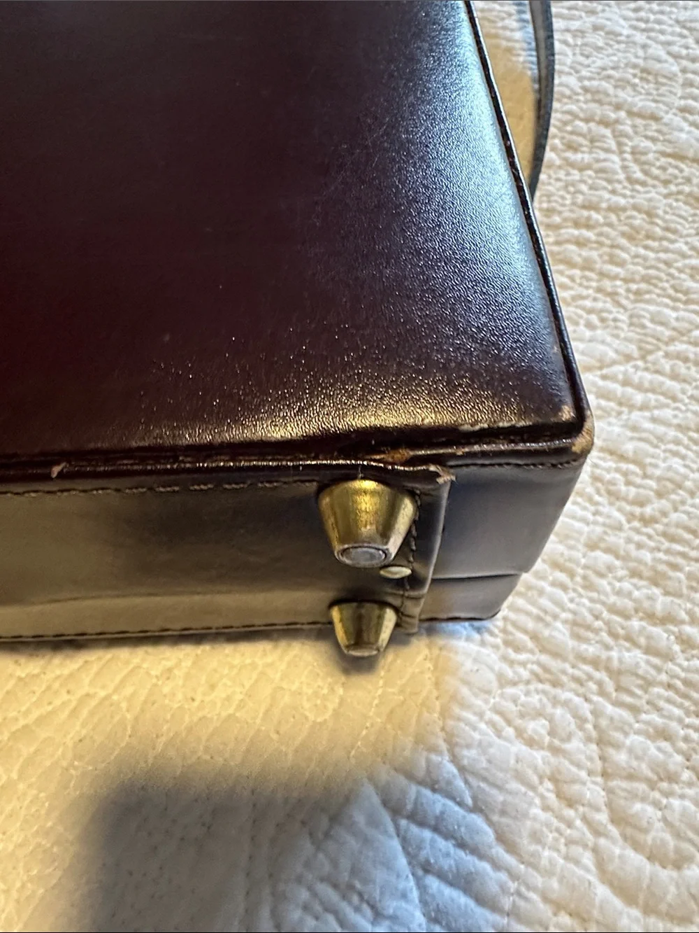 Heritage Black Leather Briefcase with Croc-Embossed Center